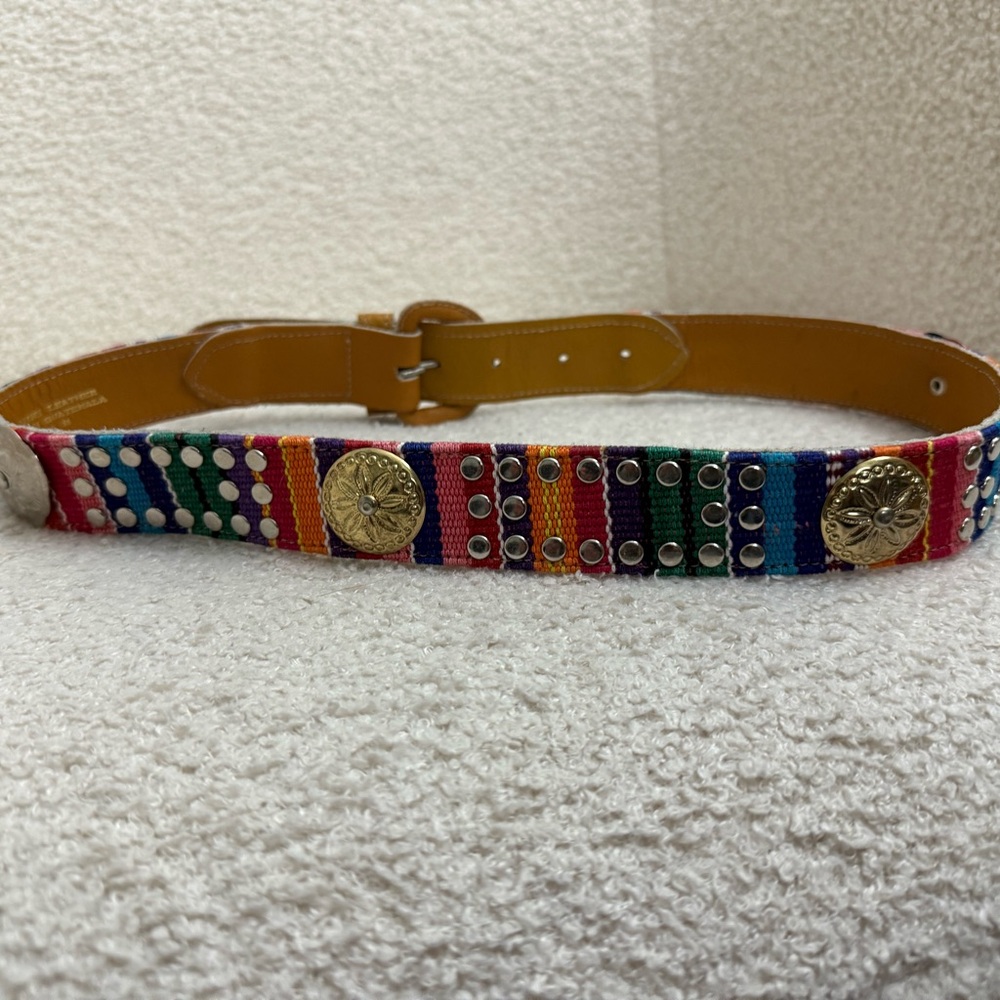 Source Unknown Multicolor Beaded‎ Belt with Gold Accents